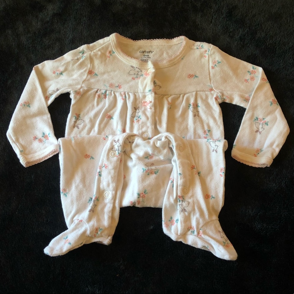 Light Rabbit Footie Pajamas